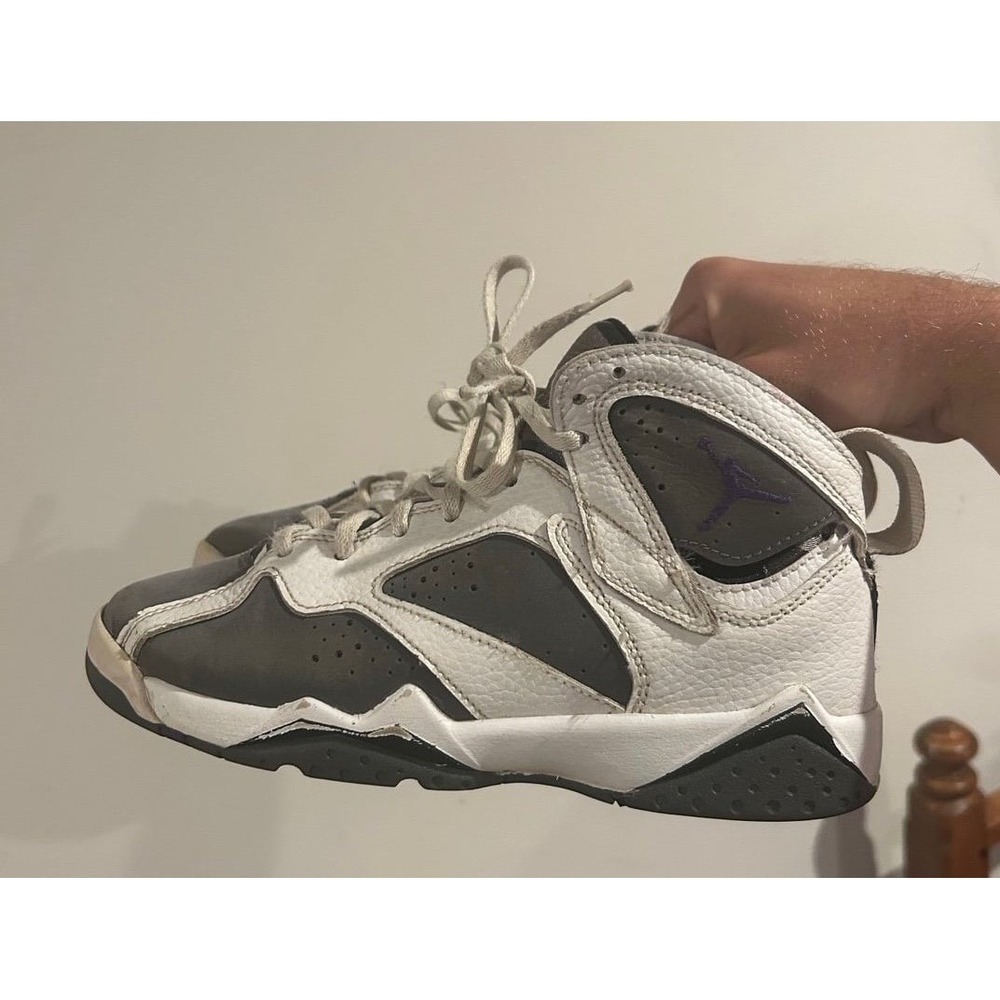 AIR JORDAN 7 Retro Flint White Grey & Purple kids Jumpman Shoes size 4.5Y